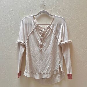 🩷 FREE PEOPLE OVERSIZED HENLEY WAFFLE LONG SLEEVE